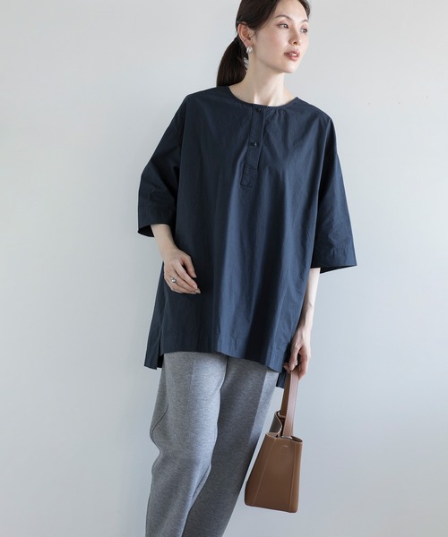 【セール】【DECADE CLASSIC】ヘンリーネック コットン Tシャツ（Tシャツ/カットソー）｜DECADE CLASSIC（ディケイド クラシック）
