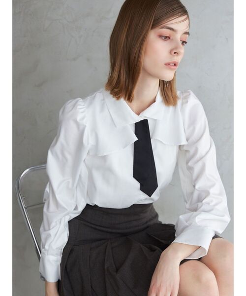 MERCURYDUO(マーキュリーデュオ)の「ネクタイセットフラップブラウス(シャツ/ブラウス・レディース・ブルー/その他1/オフホワイト・FREE)」の5枚目の写真