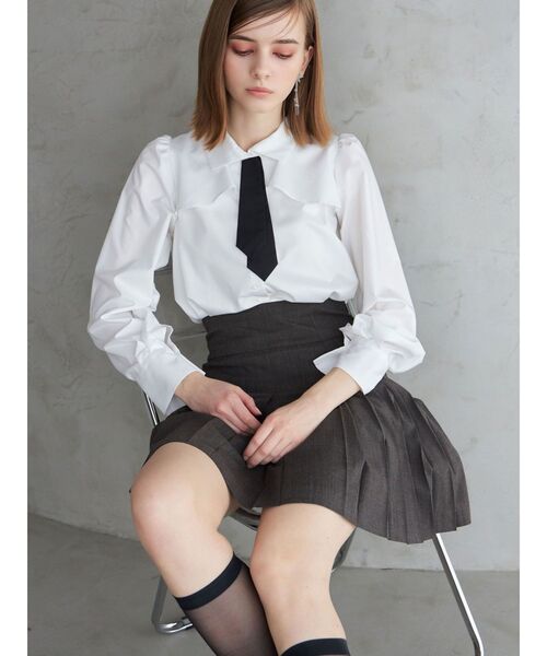 MERCURYDUO(マーキュリーデュオ)の「ネクタイセットフラップブラウス(シャツ/ブラウス・レディース・ブルー/その他1/オフホワイト・FREE)」の6枚目の写真