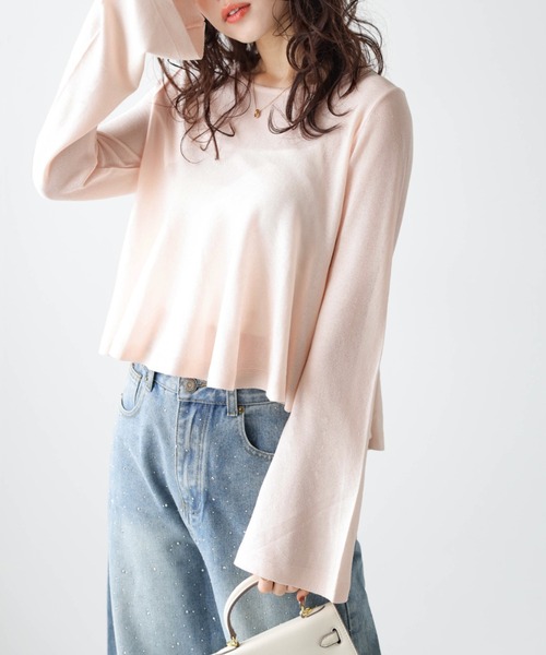 AMELY(エミリー)の「シアーフレアニット(ニット/セーター・レディース・モカ/グレー/ブルー/ホワイト/ブラック/イエロー/ピンク・M/L)」の7枚目の写真