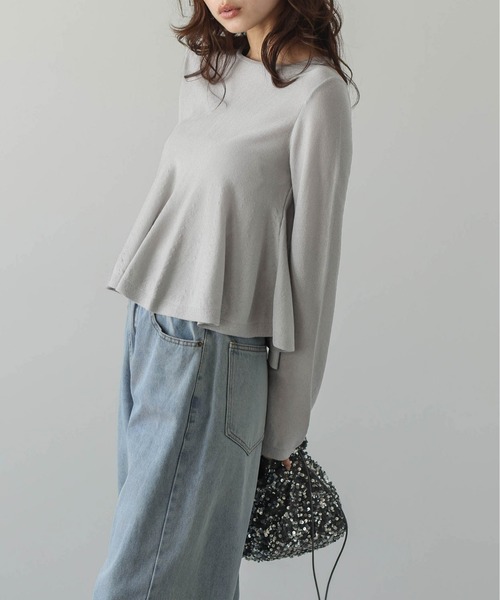 AMELY(エミリー)の「シアーフレアニット(ニット/セーター・レディース・モカ/グレー/ブルー/ホワイト/ブラック/イエロー/ピンク・M/L)」の15枚目の写真