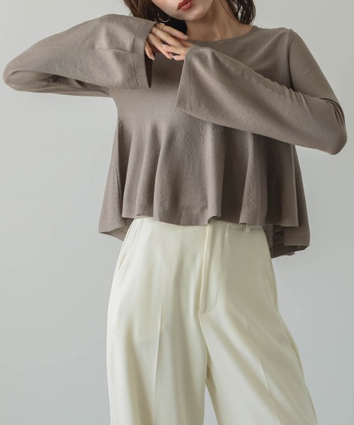 AMELY(エミリー)の「シアーフレアニット(ニット/セーター・レディース・モカ/グレー/ブルー/ホワイト/ブラック/イエロー/ピンク・M/L)」の18枚目の写真