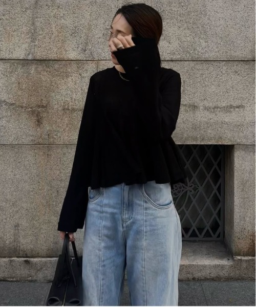 クイーン&ベル QUEENE&BELLE 23AW Seabyrd Sweater セーター アパルトモン取扱 ボーダー カシミヤ M アイボリー ブルー /DO ■OS レディー セール】ダメージボーダー柄ニット（ニット/セーター）｜FREE