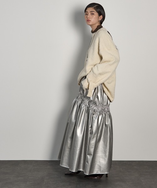 SORAIN シルバー ギャザー フレアスカート 38 SORAIN シルバー ギャザー フレアスカート 38 THE YOn（ザヨン）の