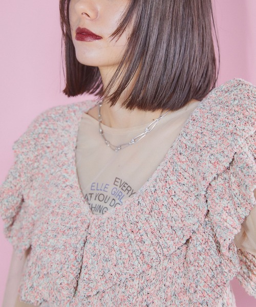 ELLEgirl（エルガール）の「ミックスカラーラッフルフリルビスチェ【ELLEgirl/エル ガール】（キャミソール・レディース・ピンク/オレンジ・FREE）」の9枚目の写真