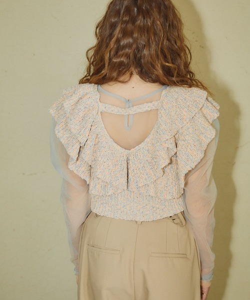 ELLEgirl（エルガール）の「ミックスカラーラッフルフリルビスチェ【ELLEgirl/エル ガール】（キャミソール・レディース・ピンク/オレンジ・FREE）」の14枚目の写真