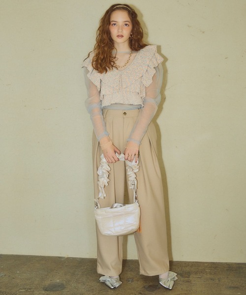 ELLEgirl（エルガール）の「ミックスカラーラッフルフリルビスチェ【ELLEgirl/エル ガール】（キャミソール・レディース・ピンク/オレンジ・FREE）」の16枚目の写真