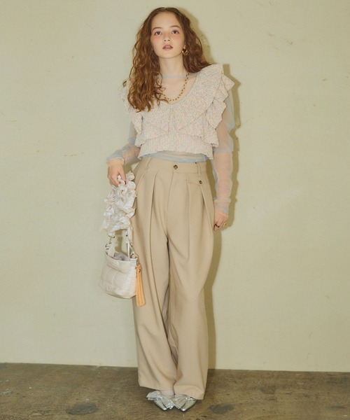 ELLEgirl（エルガール）の「ミックスカラーラッフルフリルビスチェ【ELLEgirl/エル ガール】（キャミソール・レディース・ピンク/オレンジ・FREE）」の17枚目の写真