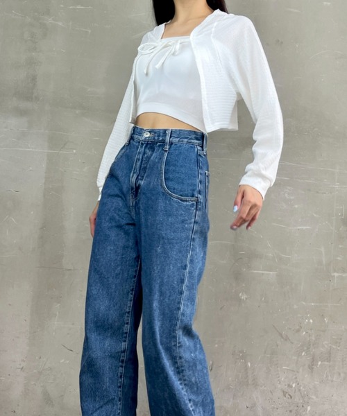 Loco Ocean(ロコオーシャン)の「フロントリボン ショート ボレロ カーディガン(カーディガン/ボレロ・レディース・ブラック/オフホワイト・FREE)」の15枚目の写真