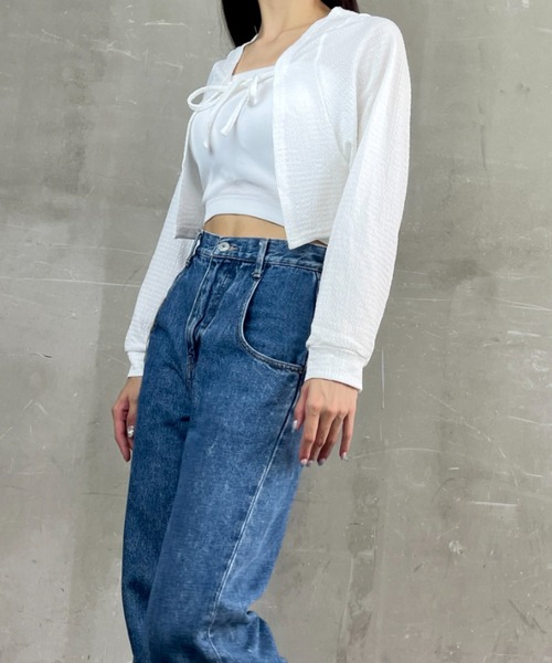 Loco Ocean(ロコオーシャン)の「フロントリボン ショート ボレロ カーディガン(カーディガン/ボレロ・レディース・ブラック/オフホワイト・FREE)」の16枚目の写真
