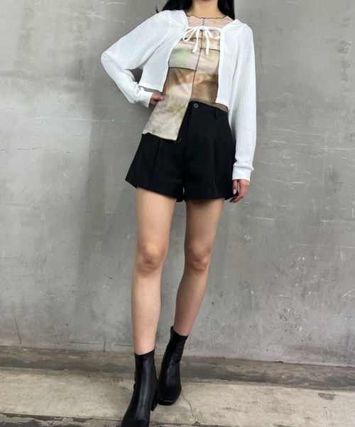 Loco Ocean(ロコオーシャン)の「フロントリボン ショート ボレロ カーディガン(カーディガン/ボレロ・レディース・ブラック/オフホワイト・FREE)」の9枚目の写真