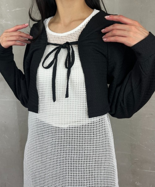 Loco Ocean(ロコオーシャン)の「フロントリボン ショート ボレロ カーディガン(カーディガン/ボレロ・レディース・ブラック/オフホワイト・FREE)」の20枚目の写真