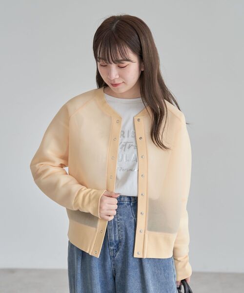 Green Parks(グリーンパークス)の「シアーダンボールブルゾン(ブルゾン・レディース・ホワイト系その他2/ブラック/ライトグレー/オレンジ・FREE)」の5枚目の写真