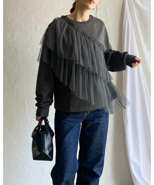 セール】チュールドッキングフリルスウェット（スウェット）｜She's