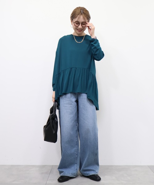 AMERICAN HOLIC(アメリカンホリック)の「ティアードカットプルオーバー(Tシャツ/カットソー・レディース・ブラック/ブルーグリーン/ライトグレー・M/L)」の5枚目の写真
