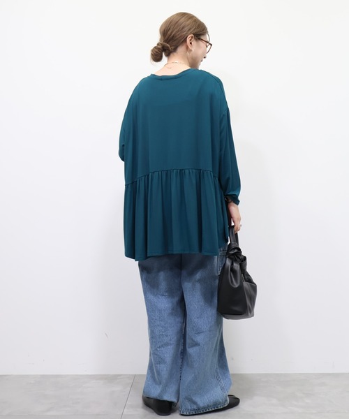 AMERICAN HOLIC(アメリカンホリック)の「ティアードカットプルオーバー(Tシャツ/カットソー・レディース・ブラック/ブルーグリーン/ライトグレー・M/L)」の6枚目の写真