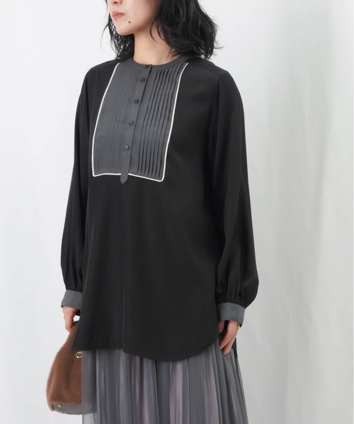 LUCA/LADY LUCK LUCA(ルカ/レディラックルカ)の「LC/LLL ピンタックバイカラー配色ブラウス(シャツ/ブラウス・レディース・パープル/ブラック/ライトベージュ・FREE)」の11枚目の写真