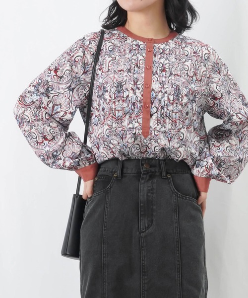 LUCA/LADY LUCK LUCA(ルカ/レディラックルカ)の「LC/LLL ピンタックバイカラー配色ブラウス(シャツ/ブラウス・レディース・パープル/ブラック/ライトベージュ・FREE)」の16枚目の写真