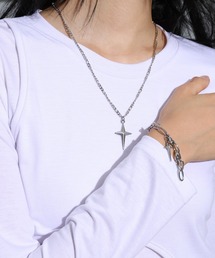 FOLLOWIN | [UNISEX][SET][長さ調節可能] クロスサージカルシルバーブレスレットネックレスセット(ネックレス)