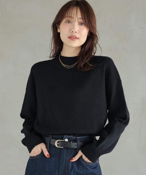 新品✨ハローボンジュール アパルトモン サイドスリットニット ウール グレー F ハローボンジュール アパルトモン サイドスリットニット 毛混 ハロー