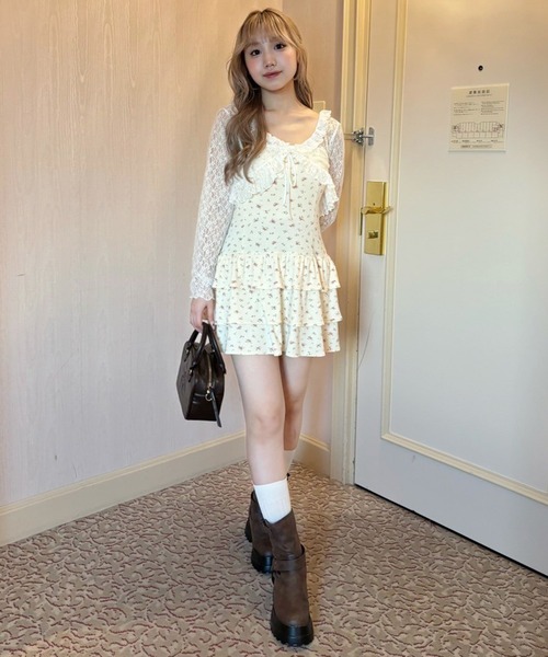 one after another NICE CLAUP(ワンアフターアナザーナイスクラップ)の「【plume】ボレロセットワンピース(ワンピース・レディース・チャコールグレー/アイボリー/ブラック系その他・FREE)」の4枚目の写真