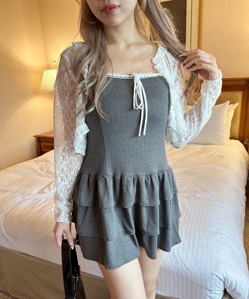 one after another NICE CLAUP(ワンアフターアナザーナイスクラップ)の「【plume】ボレロセットワンピース(ワンピース・レディース・チャコールグレー/アイボリー/ブラック系その他・FREE)」の19枚目の写真