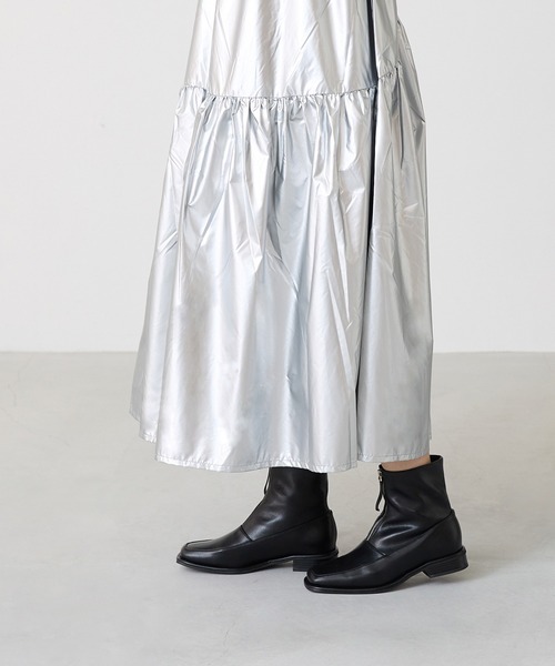 menue(メヌエ)の「スクエアトゥ フロントジップ ショートブーツ(ブーツ・レディース・アイボリー/ブラック・SS/S/M/L/LL/3L)」の10枚目の写真