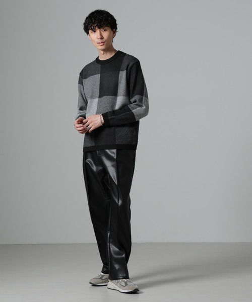 NANO universe(ナノユニバース)の「ブロックチェッククルーネックニット(ニット/セーター・メンズ・グレー/ネイビー/グリーン/ブラック・XL/S/M/L)」の11枚目の写真