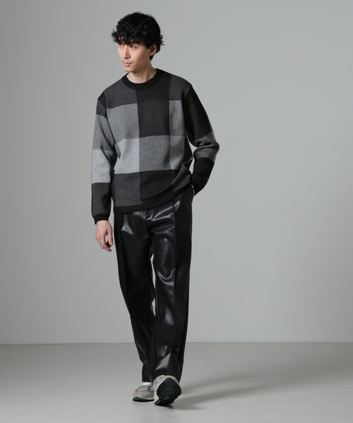 NANO universe(ナノユニバース)の「ブロックチェッククルーネックニット(ニット/セーター・メンズ・グレー/ネイビー/グリーン/ブラック・XL/S/M/L)」の10枚目の写真