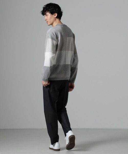 NANO universe(ナノユニバース)の「ブロックチェッククルーネックニット(ニット/セーター・メンズ・グレー/ネイビー/グリーン/ブラック・XL/S/M/L)」の19枚目の写真