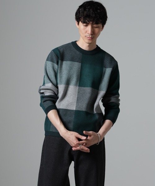 NANO universe（ナノユニバース）の「ブロックチェッククルーネック