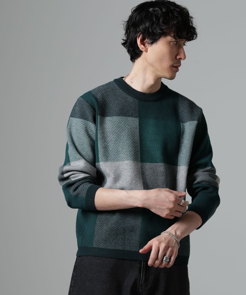 NANO universe（ナノユニバース）の「ブロックチェッククルーネック