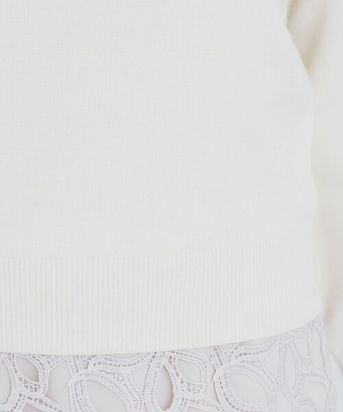 セール】《美人百花掲載》ビジュー衿付きパフスリーブニット【洗濯機