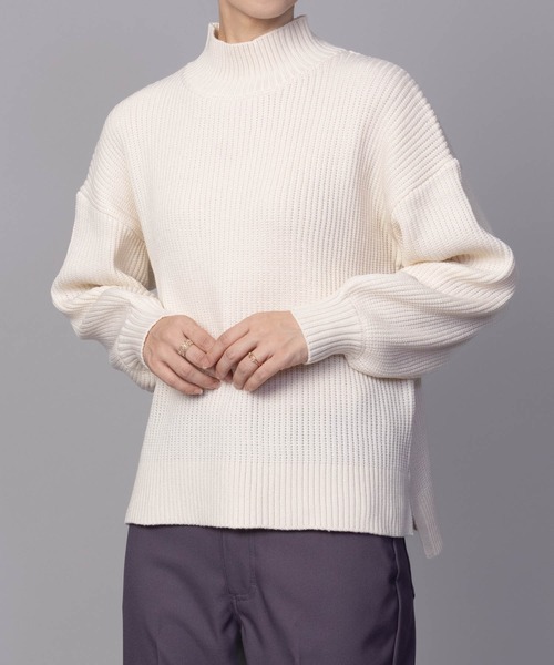 NAVY(ネイビー)の「【nAvy】畔モックネックプルオーバー(ニット/セーター・レディース・ピンク/アイボリー/ブラック/サックスブルー・フリー)」の7枚目の写真