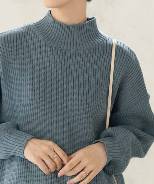 NAVY(ネイビー)の「【nAvy】畔モックネックプルオーバー(ニット/セーター・レディース・ピンク/アイボリー/ブラック/サックスブルー・フリー)」の16枚目の写真