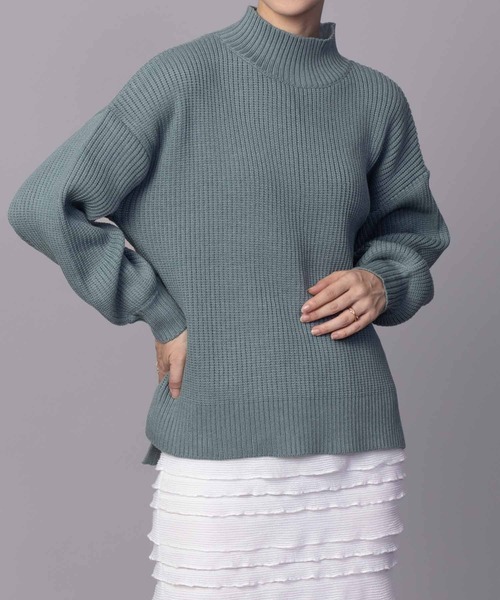 NAVY(ネイビー)の「【nAvy】畔モックネックプルオーバー(ニット/セーター・レディース・ピンク/アイボリー/ブラック/サックスブルー・フリー)」の17枚目の写真
