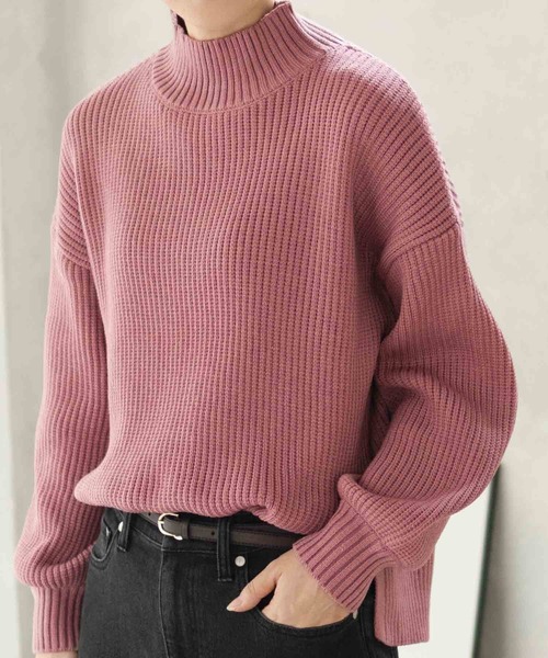 NAVY(ネイビー)の「【nAvy】畔モックネックプルオーバー(ニット/セーター・レディース・ピンク/アイボリー/ブラック/サックスブルー・フリー)」の19枚目の写真