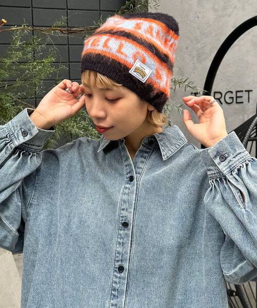 HELLO.SANFRANCISCO（ハローサンフランシスコ）の「【HELLO.SANFRANCISCO/ハローサンフランシスコ】ロゴジャガードニットビーニー（キャップ・レディース・グレー/ブラック/レッド・ONE SIZE）」の18枚目の写真