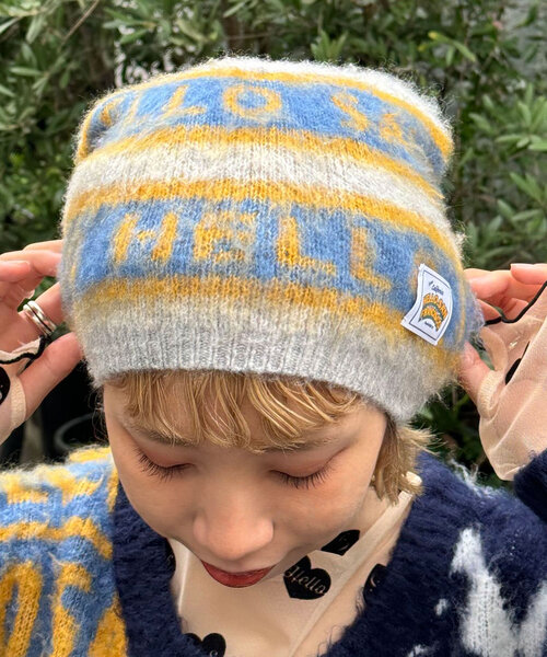 HELLO.SANFRANCISCO（ハローサンフランシスコ）の「【HELLO.SANFRANCISCO/ハローサンフランシスコ】ロゴジャガードニットビーニー（キャップ・レディース・グレー/ブラック/レッド・ONE SIZE）」の15枚目の写真
