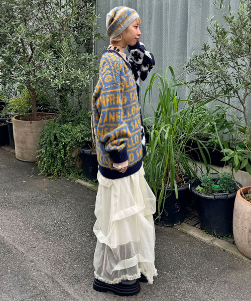 HELLO.SANFRANCISCO（ハローサンフランシスコ）の「【HELLO.SANFRANCISCO/ハローサンフランシスコ】ロゴジャガードニットビーニー（キャップ・レディース・グレー/ブラック/レッド・ONE SIZE）」の10枚目の写真