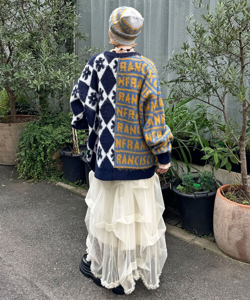 HELLO.SANFRANCISCO（ハローサンフランシスコ）の「【HELLO.SANFRANCISCO/ハローサンフランシスコ】ロゴジャガードニットビーニー（キャップ・レディース・グレー/ブラック/レッド・ONE SIZE）」の9枚目の写真