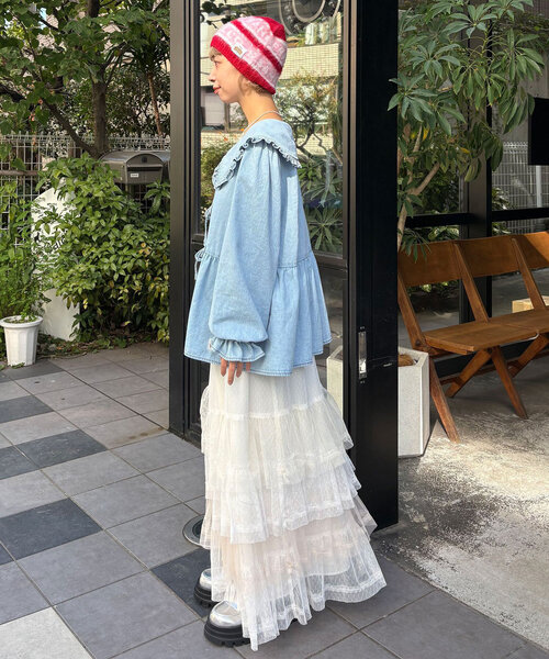 HELLO.SANFRANCISCO（ハローサンフランシスコ）の「【HELLO.SANFRANCISCO/ハローサンフランシスコ】ロゴジャガードニットビーニー（キャップ・レディース・グレー/ブラック/レッド・ONE SIZE）」の4枚目の写真