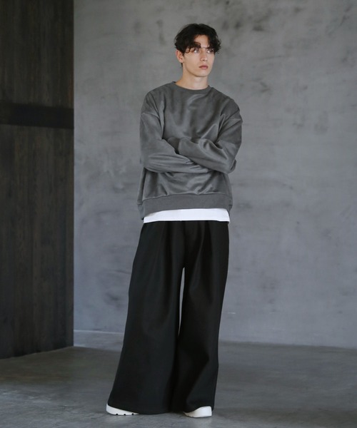 CTHY(シティ)の「ハイウエストドロストコードワイドストレートスラックス(スラックス・メンズ・ブラック/グレー系2/グレー系1・S/M/L/XL)」の5枚目の写真