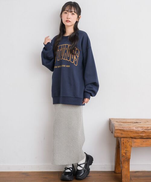 RETRO GIRL（レトロガール）の「ウレタン刺繍トレーナー（Tシャツ/カットソー・レディース・ダークブルー/ホワイト系その他/チャコールグレー・FREE）」の14枚目の写真