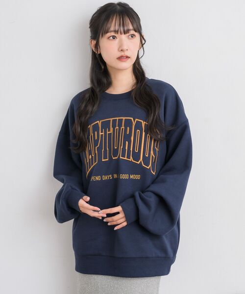 RETRO GIRL（レトロガール）の「ウレタン刺繍トレーナー（Tシャツ/カットソー・レディース・ダークブルー/ホワイト系その他/チャコールグレー・FREE）」の6枚目の写真
