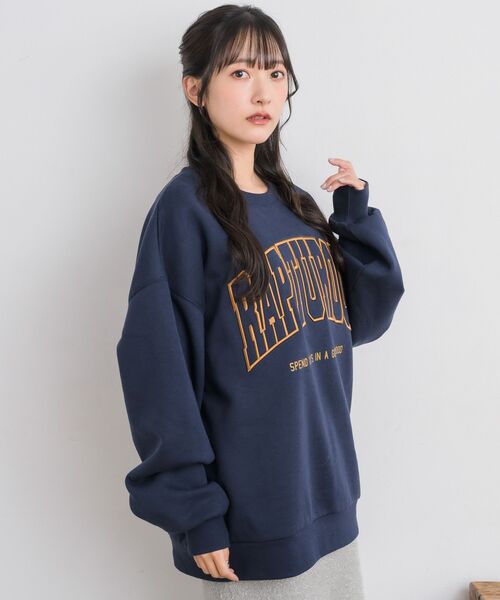 RETRO GIRL（レトロガール）の「ウレタン刺繍トレーナー（Tシャツ/カットソー・レディース・ダークブルー/ホワイト系その他/チャコールグレー・FREE）」の7枚目の写真