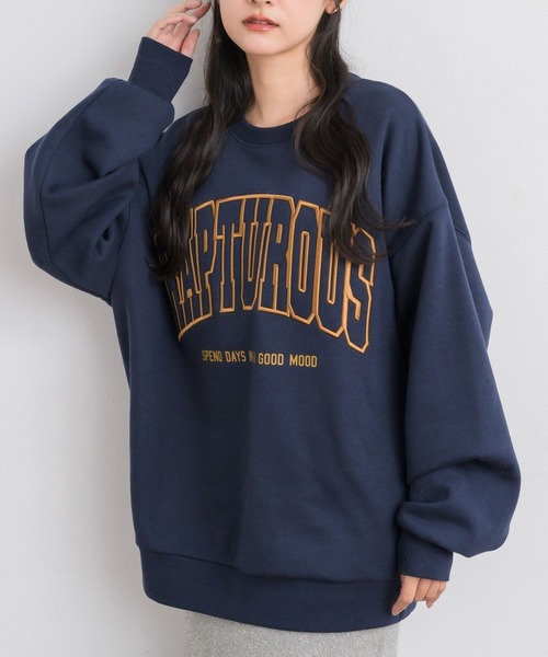 RETRO GIRL（レトロガール）の「ウレタン刺繍トレーナー（Tシャツ/カットソー・レディース・ダークブルー/ホワイト系その他/チャコールグレー・FREE）」の3枚目の写真