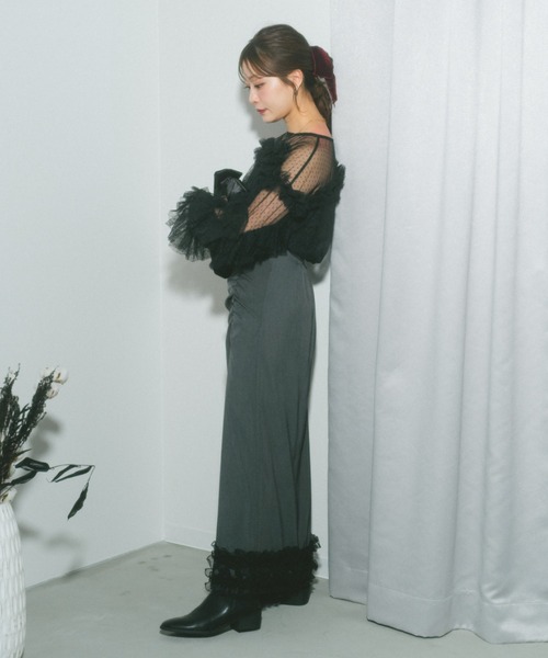 ECREL（エクレール）の「ドットチュールフリルブラウス（シャツ