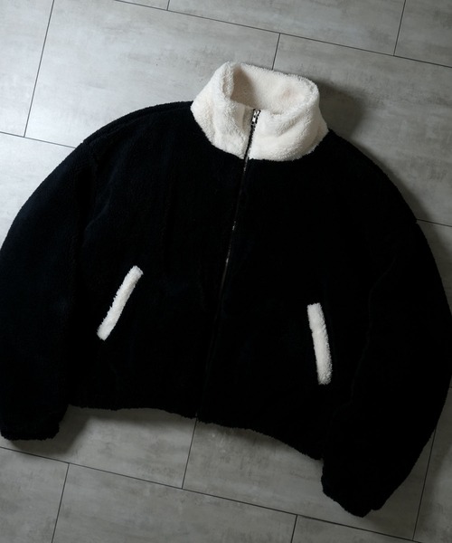 Ritzy(リッツィー)の「shaggy fleece short blouson/シャギーフリース ショートブルゾン レディース メンズ(ブルゾン・メンズ・ベージュ/ブラック/オフホワイト・M/L/XL)」の1枚目の写真