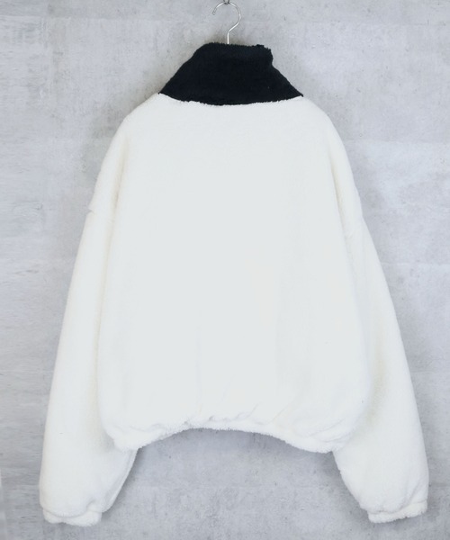 Ritzy(リッツィー)の「shaggy fleece short blouson/シャギーフリース ショートブルゾン レディース メンズ(ブルゾン・メンズ・ベージュ/ブラック/オフホワイト・M/L/XL)」の4枚目の写真